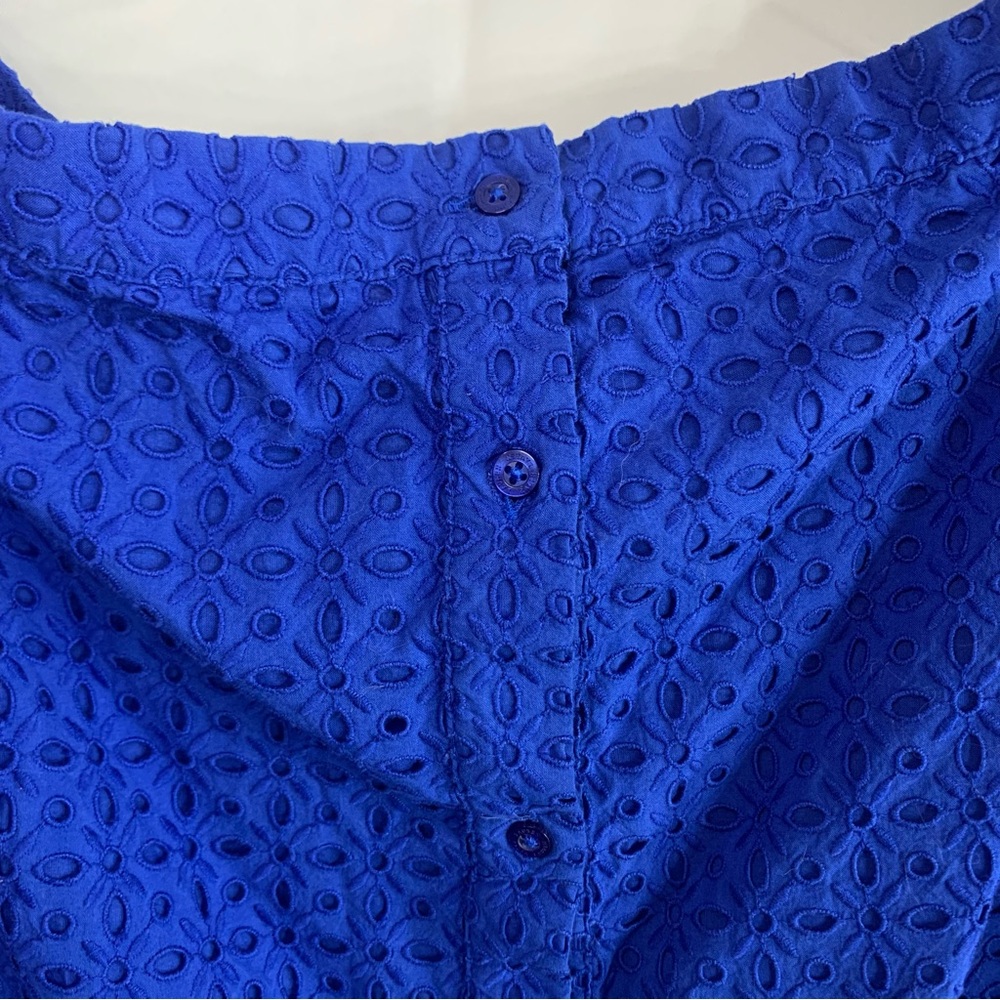 NWT Lauren Ralph Lauren Eyelet Cotton Button Blue Off The Shoulder Blouse, XL - Picture 4 of 13